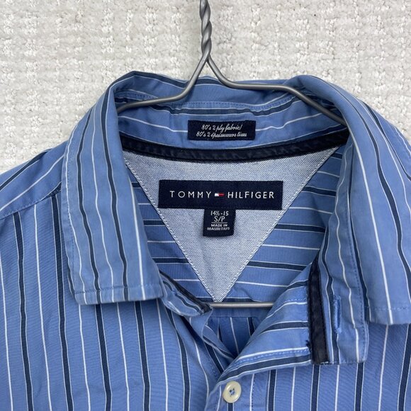 Tommy Hilfiger Button Up Shirt Mens S Blue Striped 80s 2-Ply Fabric Casual - Picture 6 of 14